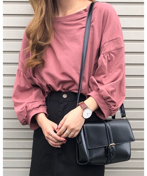 chocomee（チョコミー）の「バルーンスリーブトップス（Tシャツ/カットソー・レディース・ホワイト/ピンク・FREE）」の2枚目の写真