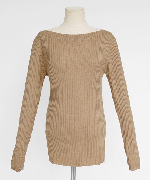 DHOLIC（ディーホリック）の「ボートネックリブニットTシャツ（Tシャツ/カットソー・レディース・グリーン/ホワイト/ブラック/ベージュ/パープル・FREE）」の4枚目の写真