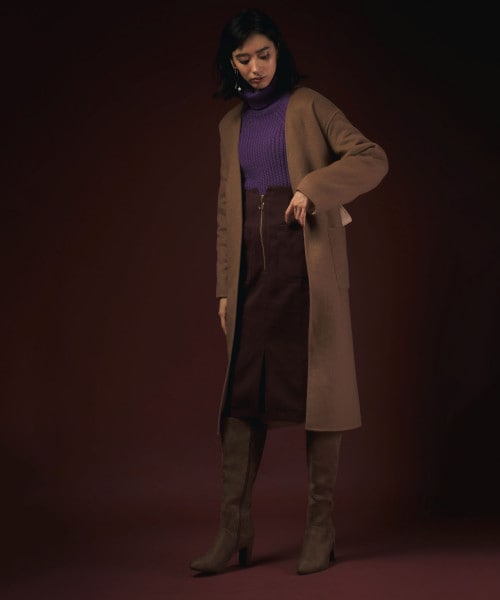 Andemiu（アンデミュウ）の「カルゼタイトスカート（スカート・ブラック/ボルドー/ベージュ）」の5枚目の写真