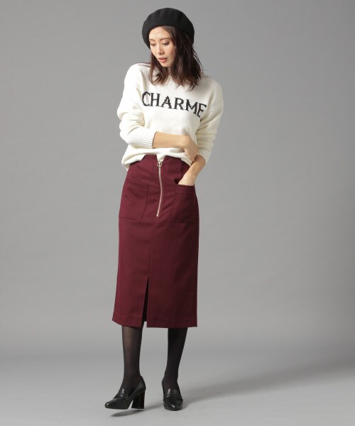 Andemiu（アンデミュウ）の「カルゼタイトスカート（スカート・ブラック/ボルドー/ベージュ）」の6枚目の写真
