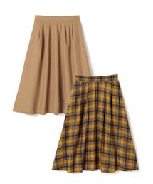 GRL | 無地×チェックリバーシブルフレアスカート(スカート)