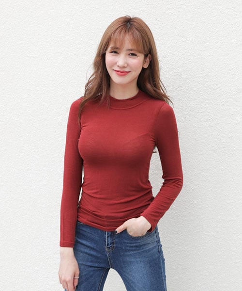 DHOLIC（ディーホリック）の「ハーフネックシアーTシャツ（Tシャツ/カットソー・レディース・ブラック/レッド/ホワイト/ブラウン・FREE）」の4枚目の写真