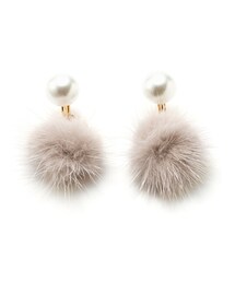 GRL | ミンクファー×パール×ゴールドサークルイヤリング(イヤリング)