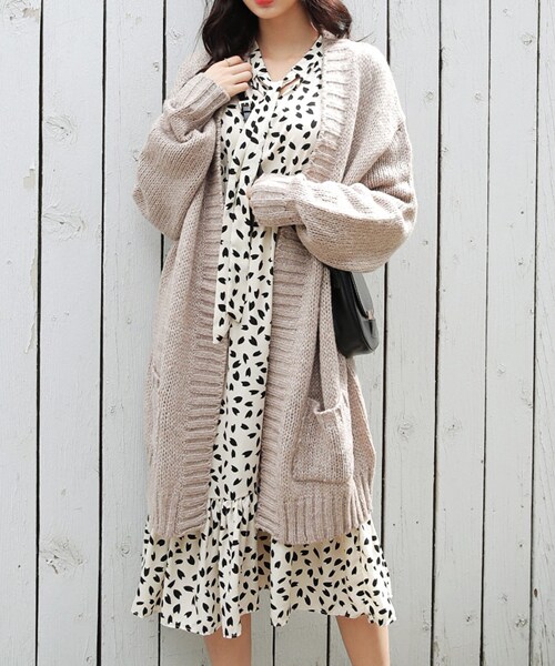 DHOLIC（ディーホリック）の「カラーミックスロングカーディガン（その他アウター・レディース・グレー/ベージュ/その他・FREE）」の2枚目の写真