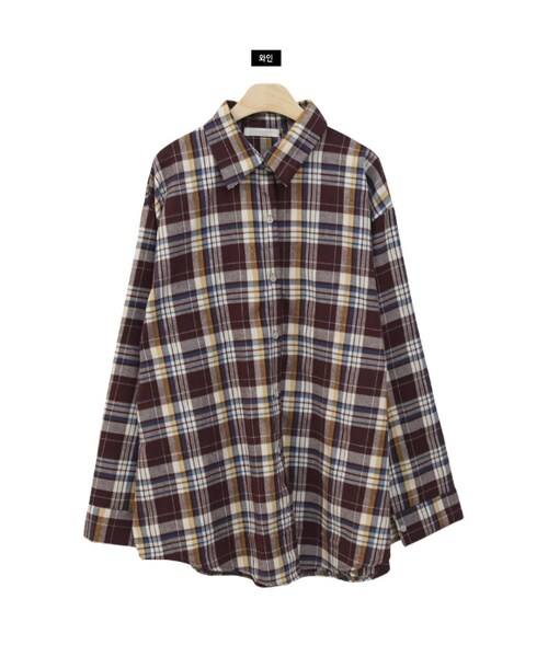 Dailyabout（デイリーアバウト）の「ルーズチェックシャツ（シャツ/ブラウス・レディース・その他/レッド・FREE）」の2枚目の写真