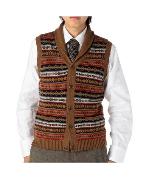 TAKEO KIKUCHI（タケオキクチ）の「フェアアイル柄ショールカラー