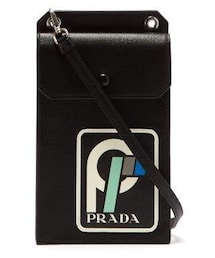 PRADA | Prada - Logo Patch Saffiano Leather Cross Body Bag - Womens - Black Green(ショルダーバッグ)