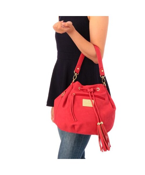 OZOC（オゾック）の「ゴールドプレート2WAY巾着ショルダーバッグ（ショルダーバッグ・レディース・ベージュ系/ブルー系/レッド系/ブラック・00）」の15枚目の写真