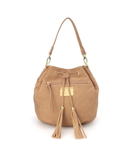 OZOC（オゾック）の「ゴールドプレート2WAY巾着ショルダーバッグ（ショルダーバッグ・レディース・ベージュ系/ブルー系/レッド系/ブラック・00）」の5枚目の写真