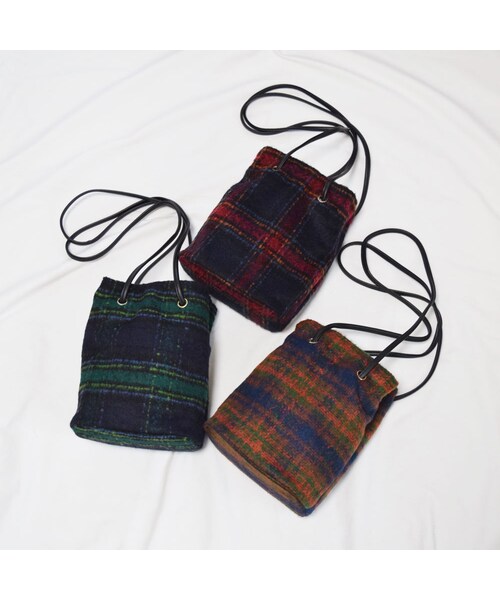 no brand（ノーブランド）の「チェックウール巾着BAG（ショルダーバッグ・レディース・その他）」の4枚目の写真
