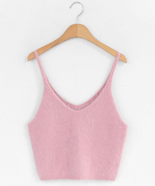 DHOLIC（ディーホリック）の「アンゴラ混ニットスリーブレス（キャミソール・レディース・ブラウン/グリーン/ホワイト/ピンク・FREE）」の4枚目の写真