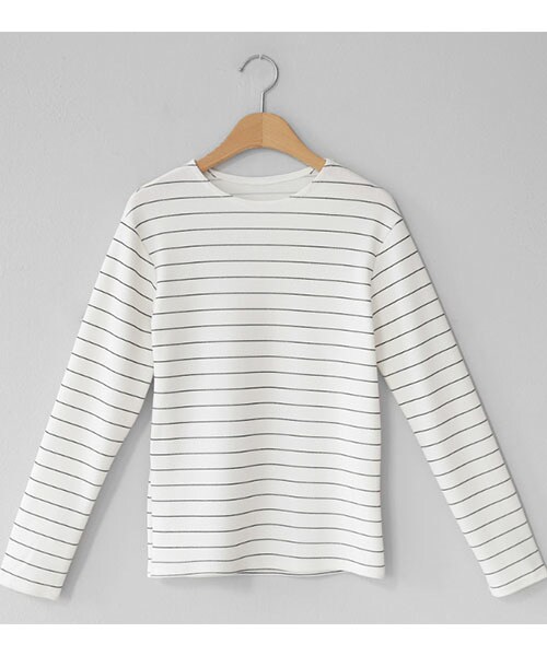 DHOLIC（ディーホリック）の「ボーダーラウンドネックTシャツ（Tシャツ/カットソー・レディース・グリーン/ホワイト/ブラック/レッド・FREE）」の2枚目の写真