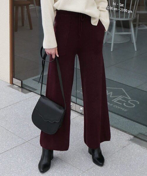 DHOLIC（ディーホリック）の「ポケット二ットイージーパンツ（その他パンツ・レディース・グレー/レッド/ブラック・FREE）」の3枚目の写真