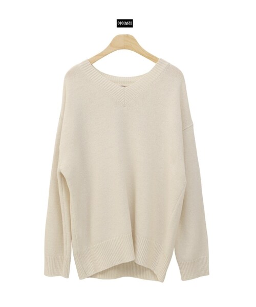 Dailyabout（デイリーアバウト）の「Vネック長袖ニット（ニット/セーター・レディース・オレンジ/ホワイト/ベージュ/グリーン/ピンク/ブラック・FREE）」の2枚目の写真