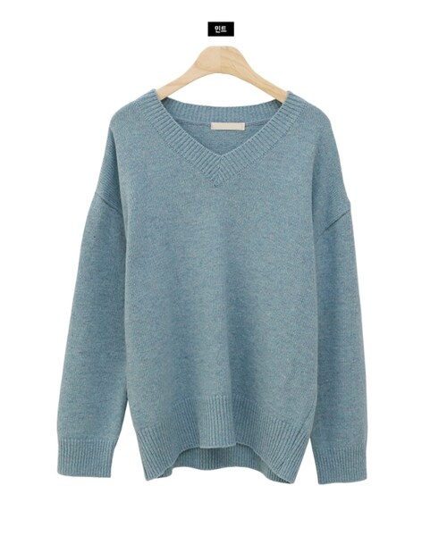 Dailyabout（デイリーアバウト）の「Vネック長袖ニット（ニット/セーター・レディース・オレンジ/ホワイト/ベージュ/グリーン/ピンク/ブラック・FREE）」の5枚目の写真