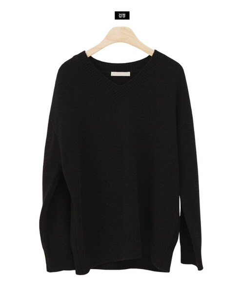 Dailyabout（デイリーアバウト）の「Vネック長袖ニット（ニット/セーター・レディース・オレンジ/ホワイト/ベージュ/グリーン/ピンク/ブラック・FREE）」の3枚目の写真