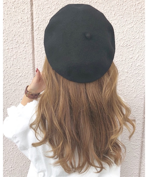 chocomee（チョコミー）の「フェルトベレー帽（ハンチング/ベレー帽・レディース・グレー/ブラック・FREE）」の2枚目の写真