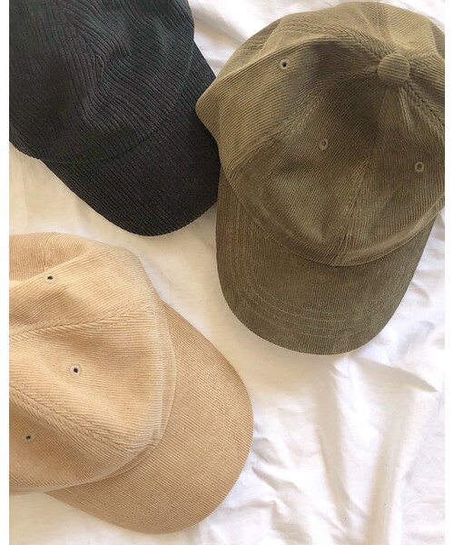 chocomee（チョコミー）の「コーデュロイキャップ（キャップ・レディース・ベージュ/ブラック/グリーン・FREE）」の3枚目の写真