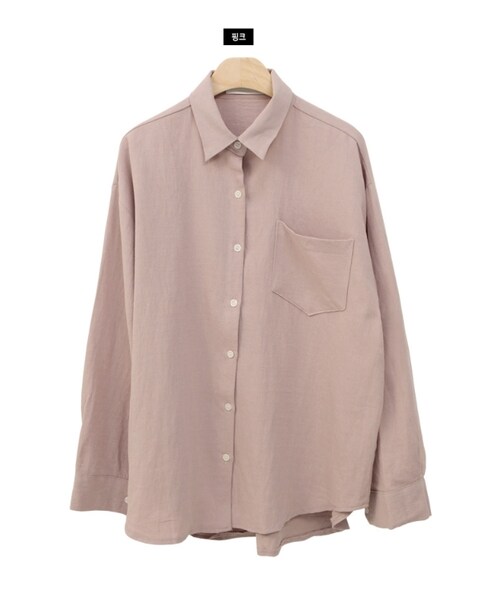 Dailyabout（デイリーアバウト）の「チェストポケットアンバランスヘムシャツ（シャツ/ブラウス・レディース・ベージュ/ピンク・FREE）」の2枚目の写真