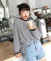 DHOLIC | スリットボーダープルオーバー(Tシャツ/カットソー)