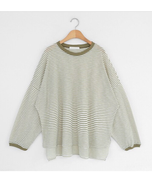 DHOLIC（ディーホリック）の「スリットボーダープルオーバー（Tシャツ/カットソー・レディース・ブラック/グリーン/ブルー・FREE）」の2枚目の写真