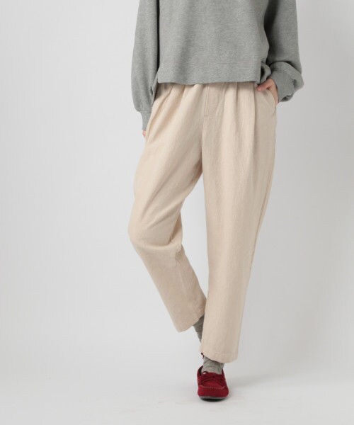 studio CLIP（スタディオクリップ）の「コットンリネンストライプバルーンパンツ（パンツ・チャコール/ベージュ/ブルー）」の2枚目の写真
