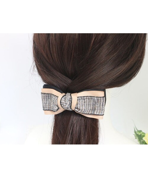 優しいリネンのバレッタ ハンドメイドヘアアクセ クルクル巻くだけ 