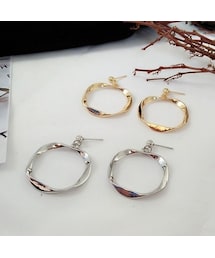 copine | 再入荷！変形リングデザインピアス(2color)【クリックポスト対象商品】(ピアス（両耳用）)