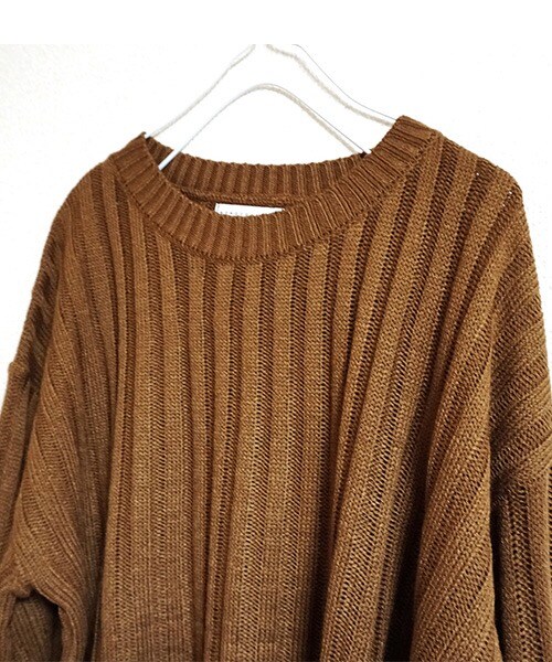 Tiffee SELECT（ティフィーセレクト）の「リボン絞りベルスリーブリブニットセーター（ニット/セーター・レディース・ブラウン/ワインレッド・F）」の4枚目の写真