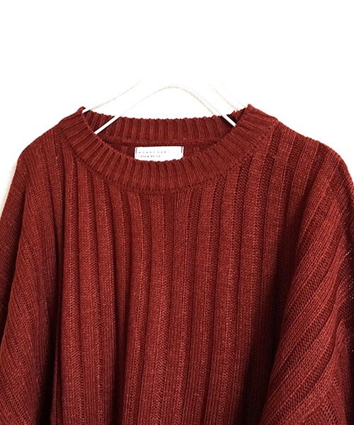 Tiffee SELECT（ティフィーセレクト）の「リボン絞りベルスリーブリブニットセーター（ニット/セーター・レディース・ブラウン/ワインレッド・F）」の8枚目の写真