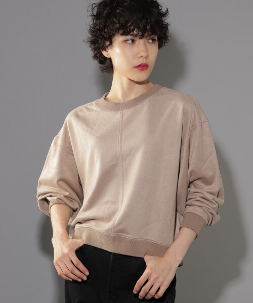 PAGEBOY（ページボーイ）の「スエード裏毛プルオーバー（トップス・チャコール/アイボリー/ベージュ）」の3枚目の写真