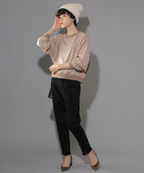 PAGEBOY（ページボーイ）の「スエード裏毛プルオーバー（トップス・チャコール/アイボリー/ベージュ）」の6枚目の写真