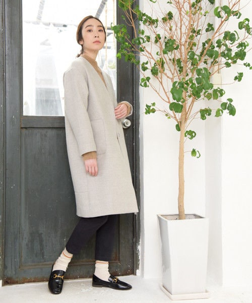 studio CLIP（スタディオクリップ）の「ノーカラーTRツイルコート（ジャケット/アウター・ライトグレー/チャコール/ブラウン/イエロー(WEB限定)/グリーン）」の6枚目の写真