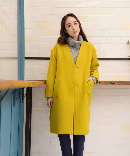 studio CLIP（スタディオクリップ）の「ノーカラーTRツイルコート（ジャケット/アウター・ライトグレー/チャコール/ブラウン/イエロー(WEB限定)/グリーン）」の4枚目の写真