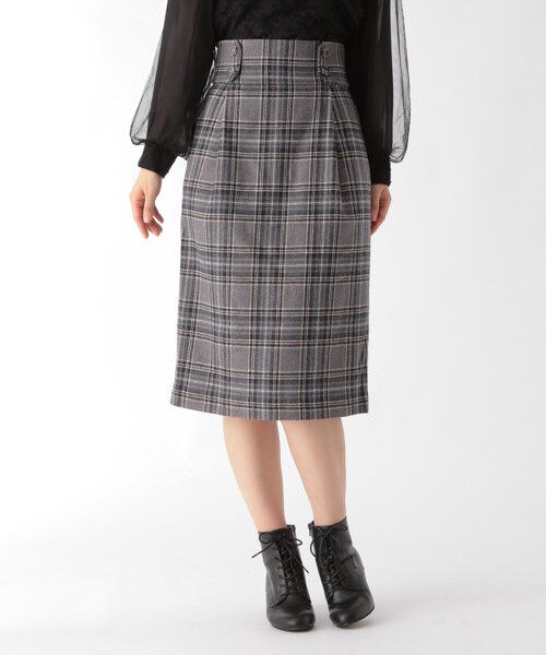 Mysty Woman ミスティウーマン の シャギーチェックタイトスカート スカート Wear Mysty Woman ミスティウーマン の シャギーチェックタイトスカート スカート Wear