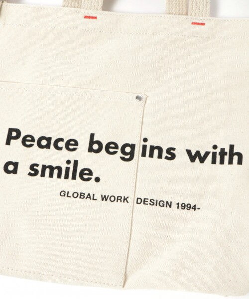 GLOBAL WORK（グローバルワーク）の「GLOBAL WORK LOGO トート2WAY（バッグ・ホワイト(Hello)/ホワイト(Peace)/ホワイト(TODAY)）」の14枚目の写真