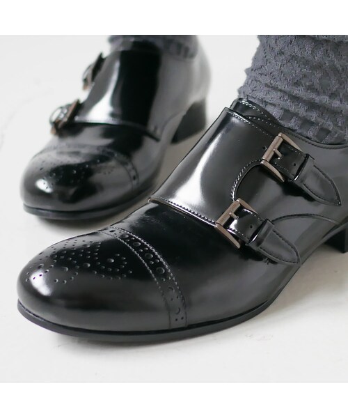 plus by chausser（プリュスバイショセ）の「chausser｜ショセ｜ダブルモンク ストラップ シューズ ｜C-2203｜BLACK（パンプス・レディース・その他）」の9枚目の写真
