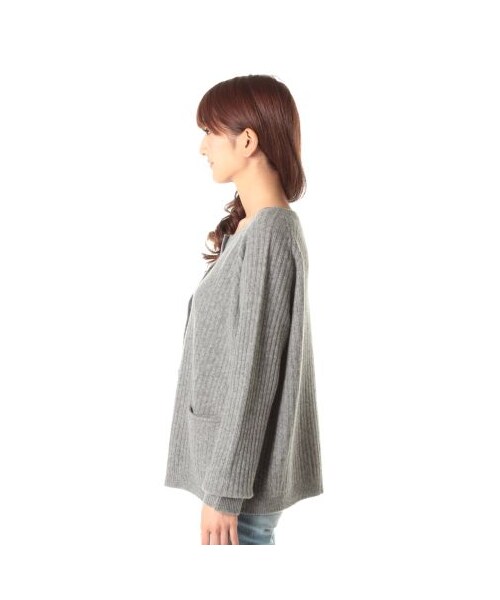GINGER ALE(ジンジャーエール)の「LOOSE CARDIGAN(カーディガン・レディース・グレー/オフホワイト/ボルドー・S)」の4枚目の写真