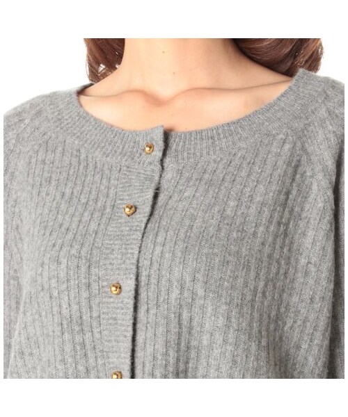 GINGER ALE(ジンジャーエール)の「LOOSE CARDIGAN(カーディガン・レディース・グレー/オフホワイト/ボルドー・S)」の6枚目の写真