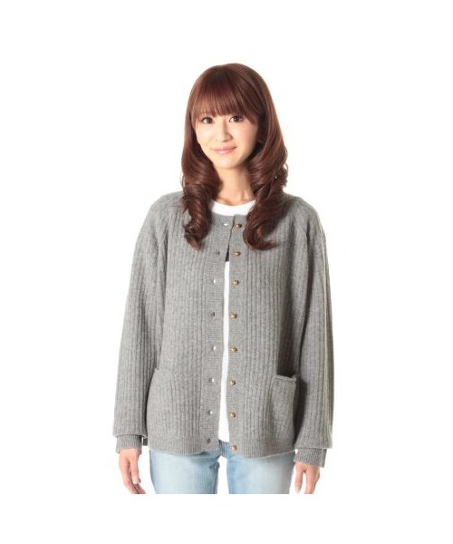 GINGER ALE(ジンジャーエール)の「LOOSE CARDIGAN(カーディガン・レディース・グレー/オフホワイト/ボルドー・S)」の11枚目の写真