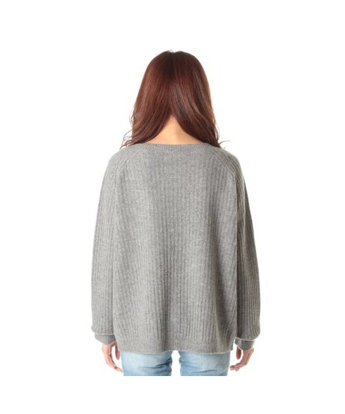 GINGER ALE(ジンジャーエール)の「LOOSE CARDIGAN(カーディガン・レディース・グレー/オフホワイト/ボルドー・S)」の5枚目の写真