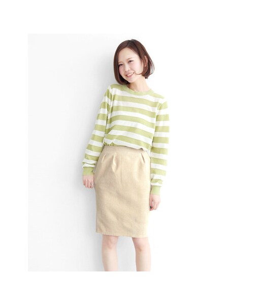 KBF（ケイビーエフ）の「ポコポコタイトスカート（スカート・レディース・グレー/アイボリー/イエローグリーン・one）」の5枚目の写真