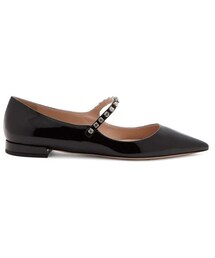 miu miu | Miu Miu - Crystal Embellished Patent Leather Mary Jane Flats - Womens - Black(シューズ)