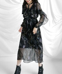DHOLIC | ラッフル花柄シフォンワンピース(ワンピース)