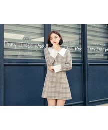 HOTPING | ホワイトカラーチェックワンピース(ワンピース)