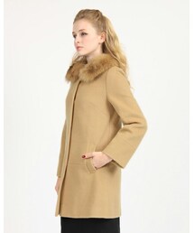 【美品】アンゴラビーバー袖ファーコート 値下げ【美品】組曲 ウールアンゴラビーバーコート フォックス