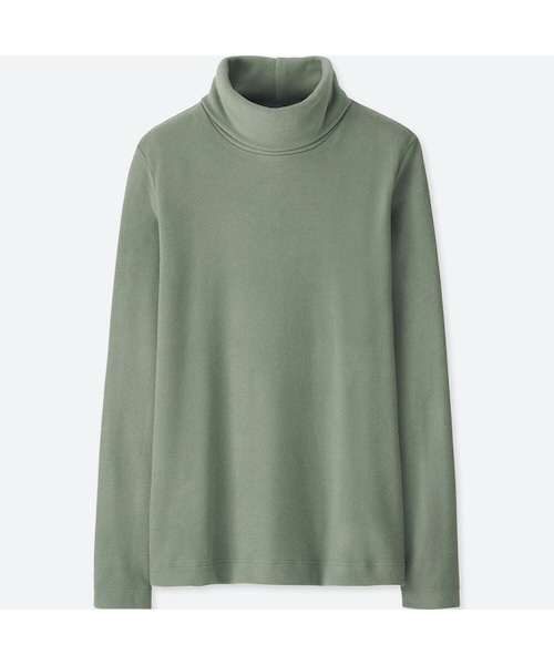 UNIQLO（ユニクロ）の「ヒートテックフリースタートルネックT（長袖）（Tシャツ/カットソー・レディース・BEIGE 31/BLUE 66/BLACK 09/PINK 12/GREEN 53/WINE 19/PINK 11/NAVY 69/YELLOW 47/RED 16/DARK GRAY 08/OFF WHITE 01/DARK GREEN 58/GRAY 03・3XL/XXL/M/S/L/XL/XS）」の6枚目の写真