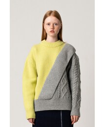 ROCKET x LUNCH | R CABLE BLOCK KNIT TOP_GREEN(トップス)