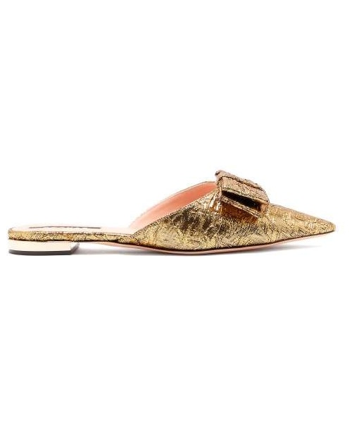gold backless loafers