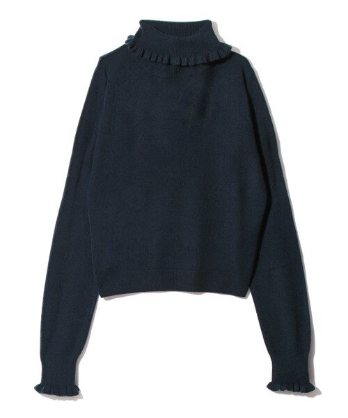 GRL（グレイル）の「カシミヤタッチフリルタートルネックニット